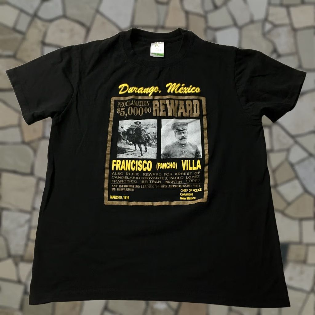 Vintage Pancho Villa T-shirt Fight In the Mexican Revolution 5000 REWARD Durango Shirt Unisex Adults L White Cotton Spellout Crew Neck Vintage: No MDX Size US L / EU 52-54 / 3 - 1 Thumbnail