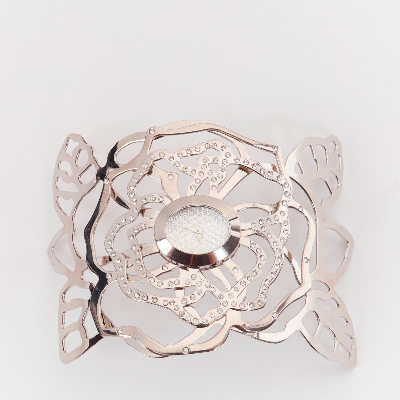 Valentino VALENTINO Vintage silver crystal flower stainless steel bracelet watch Size ONE SIZE - 1 Thumbnail