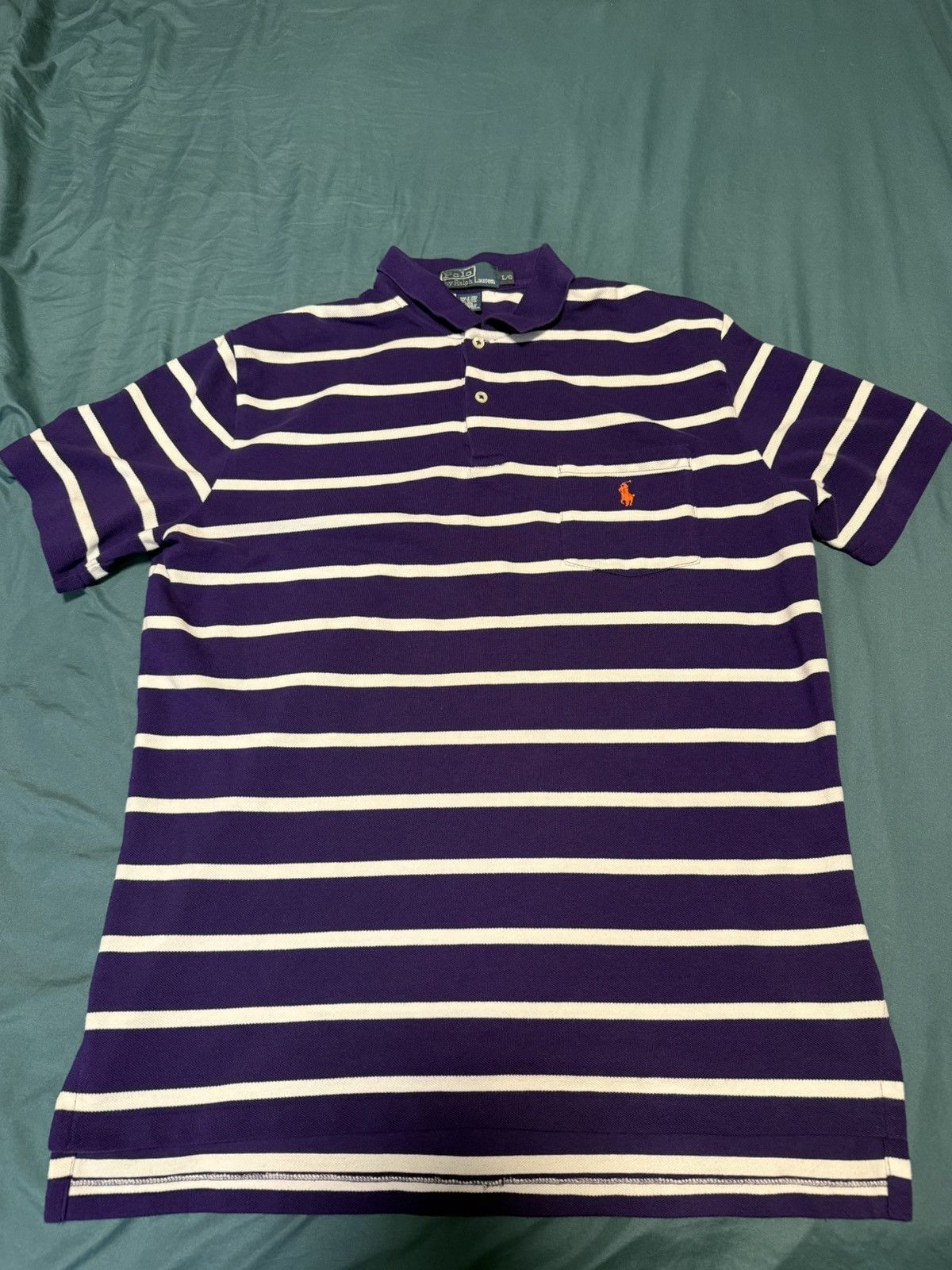 Polo Ralph Lauren Polo Ralph Lauren Purple Stripe Vintage Polo Size US L / EU 52-54 / 3 - 1 Thumbnail