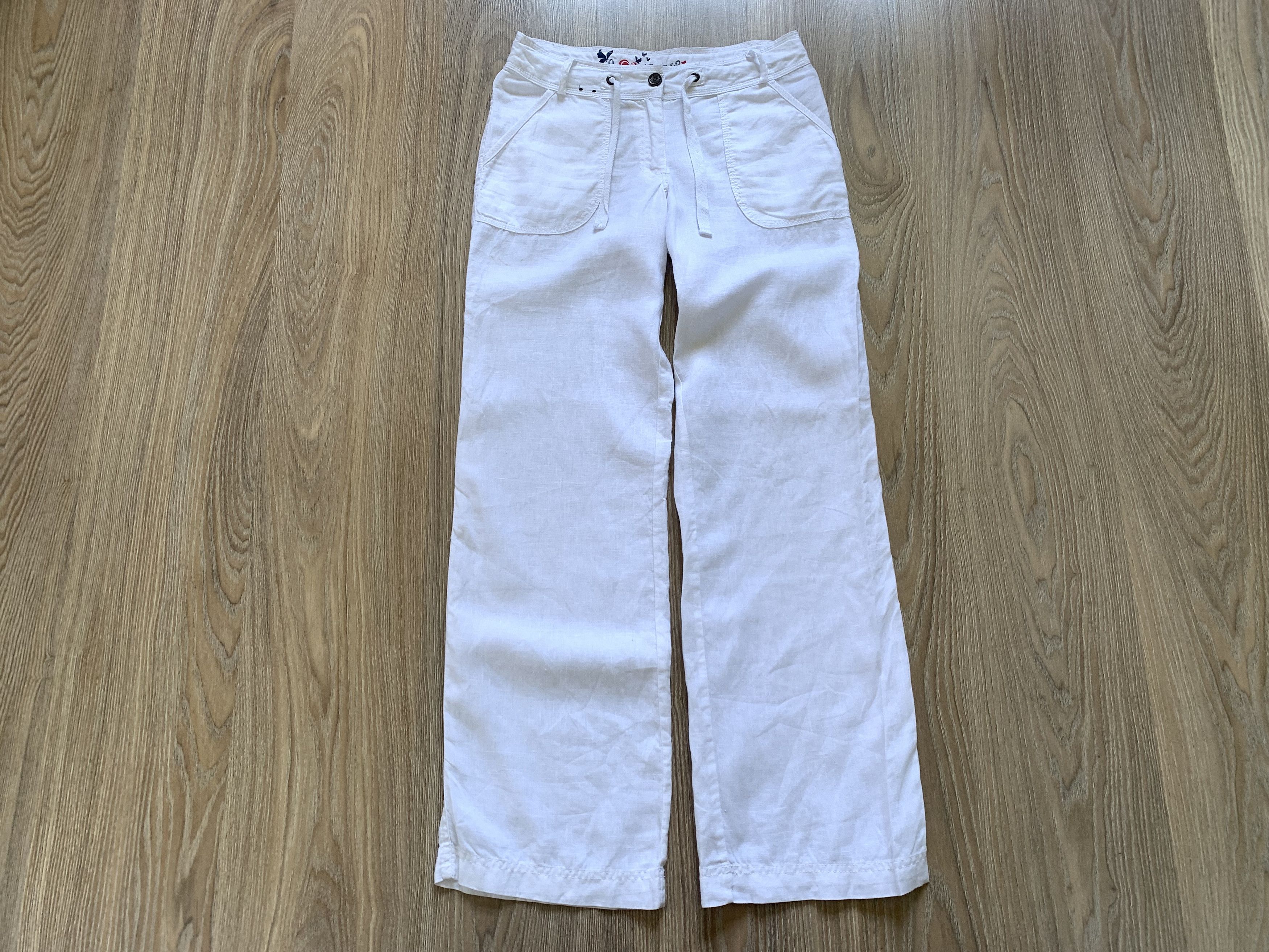 Designer Atmosphere Womens White Linen Pants Bell Bottom Size 28" / US 6 / IT 42 - 2 Thumbnail