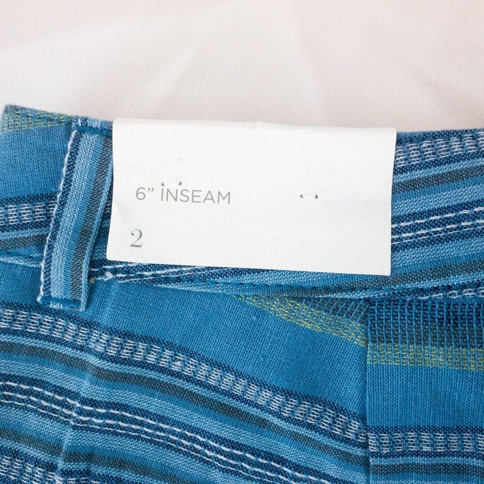 Other Ann Taylor LOFT Striped Blue Green Mini Shorts Womens Size 2 Size 26" / US 2 / IT 38 - 12 Thumbnail