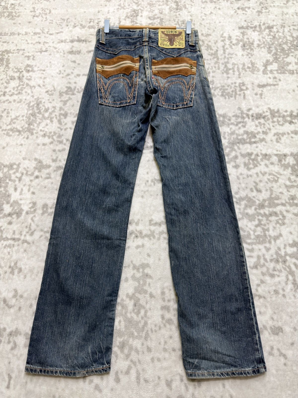 Edwin Vintage Edwin Western Suede Pocket Mud Wash Straight Denim Size US 27 - 3 Thumbnail