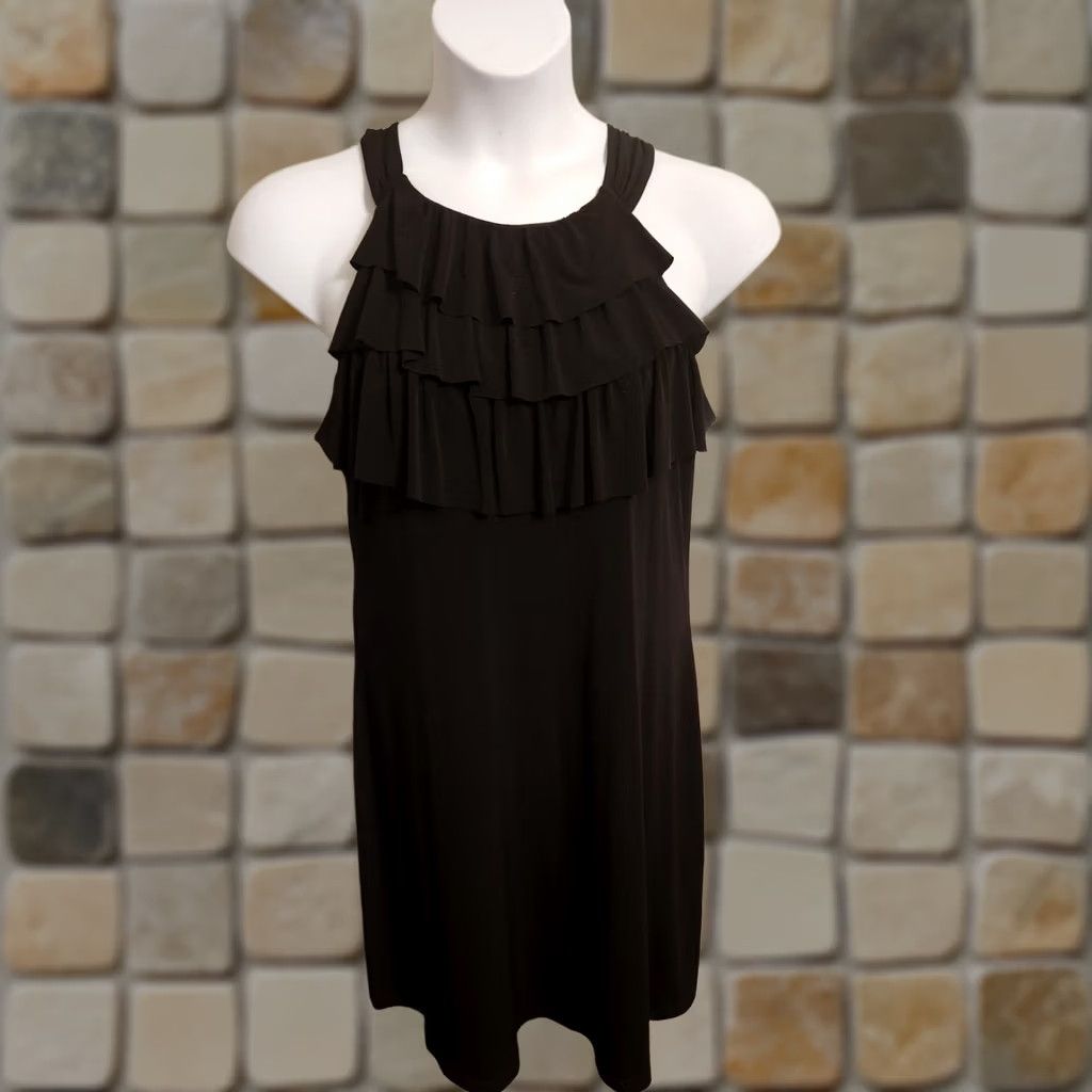 Vintage En Focus Studio Black Sleeveless Sheath Dress Ruffles LBD Size 16 Size XXL / US 16-18 / IT 52-54 - 1 Thumbnail