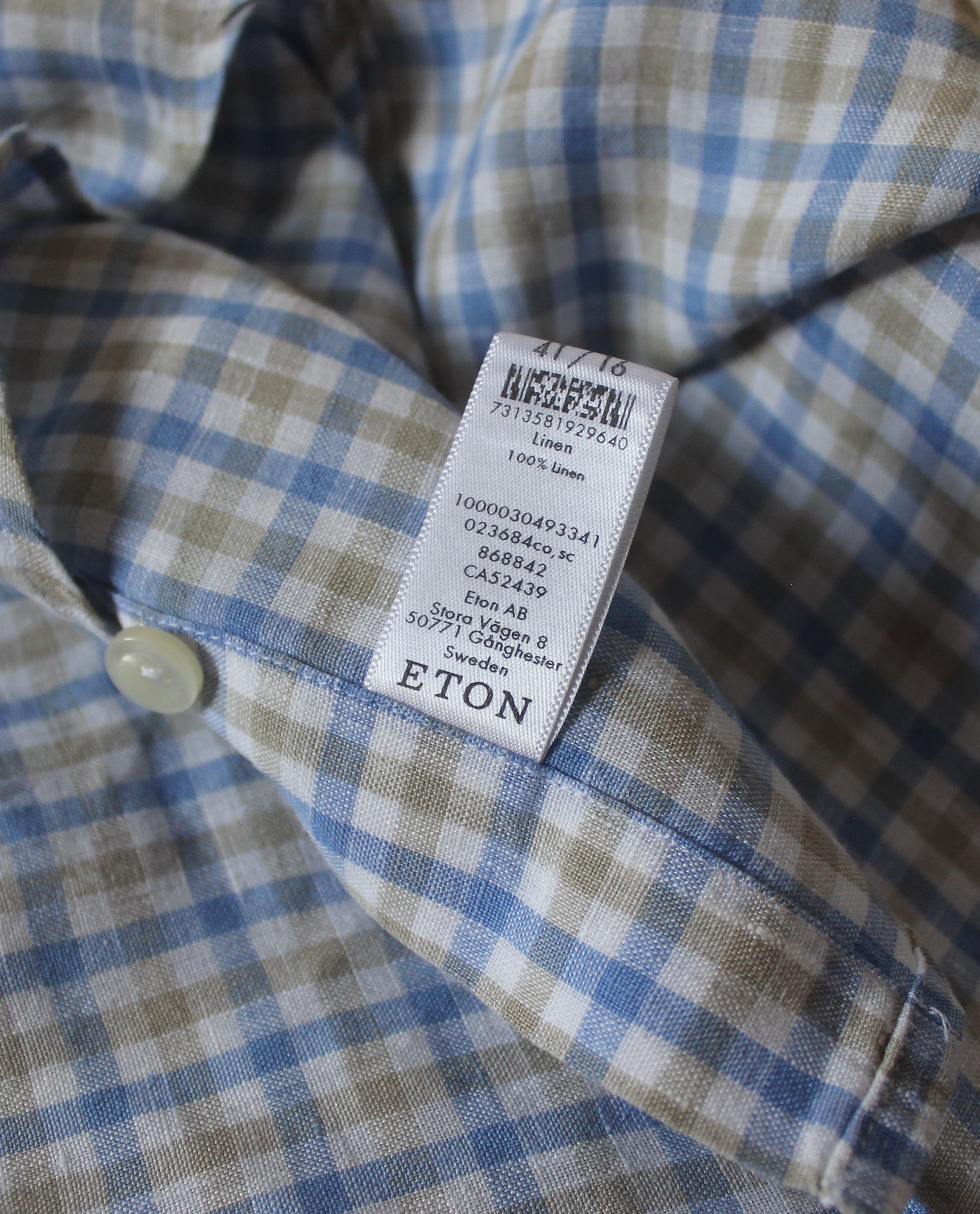 Eton Eton Check Linen Shirt Size US L / EU 52-54 / 3 - 8 Thumbnail