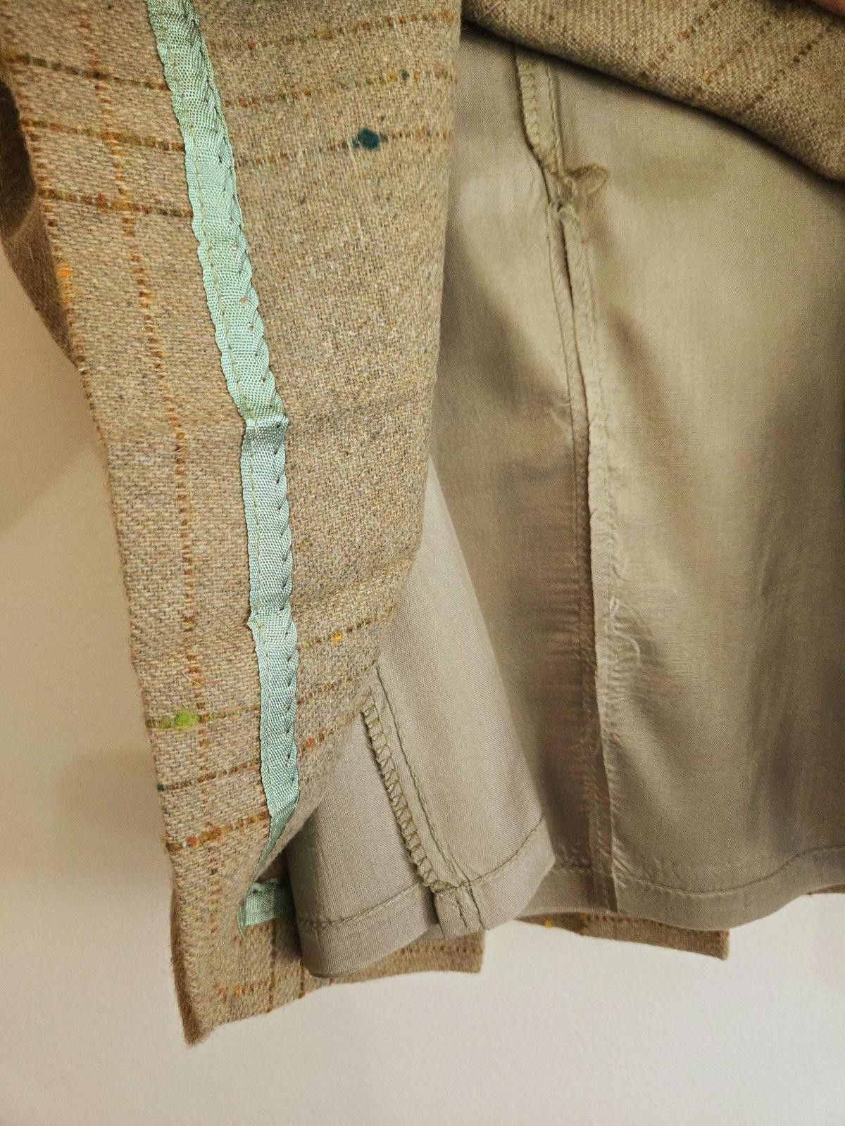 Designer Vintage Deadstock 1970s Mister Leonard Tan Plaid Midi Skirt Size 30" / US 8 / IT 44 - 3 Thumbnail