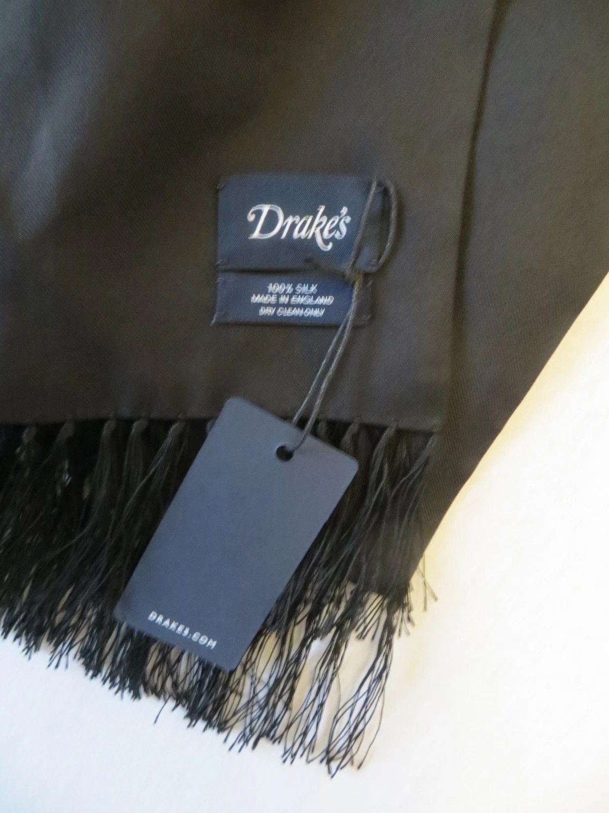 Drake's BLACK 100% SILK EVENING DINNER SCARF Size ONE SIZE - 4 Thumbnail