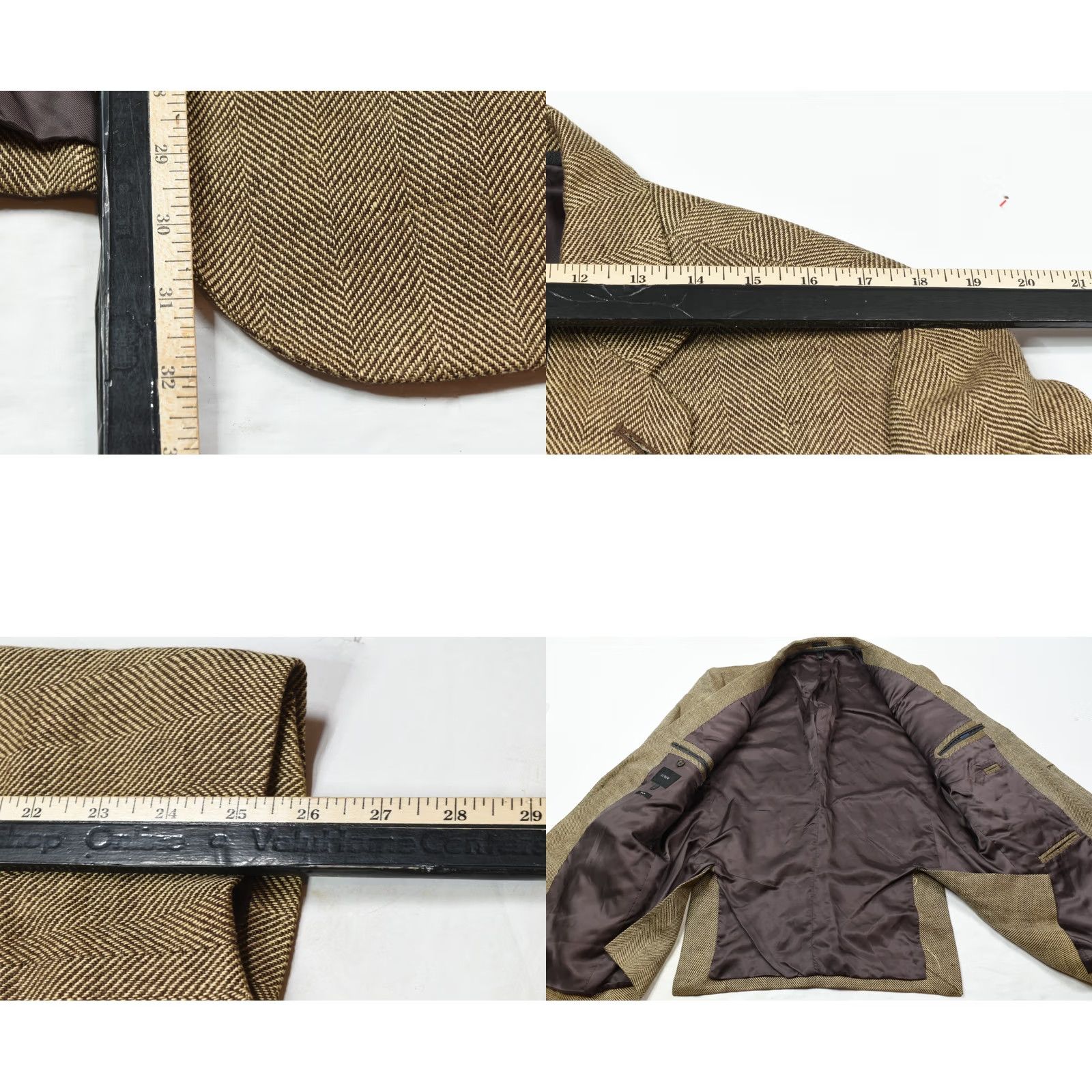 J.Crew J.CREW Blazer Mens 44 Brown Ludlow 44R Herringbone Linen Two Button Slim Fit Size 44R - 8 Thumbnail