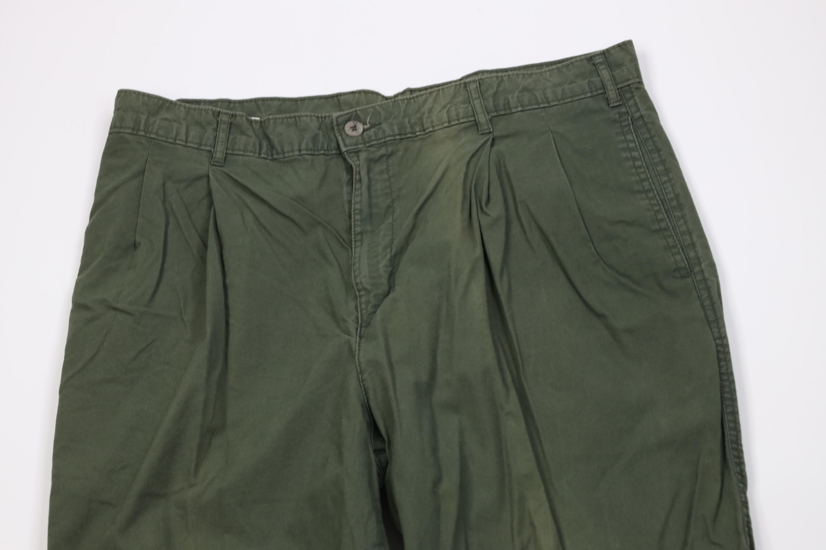 Vintage Vintage 90s Streetwear Pleated Wide Leg Chino Pants Green Size US 36 / EU 52 - 2 Thumbnail