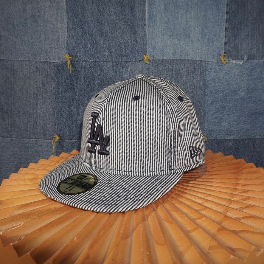 New Era 7 5/8 -Vintage Y2K Los angeles LA dodgers stripe 00s MLB hat Size ONE SIZE - 2 Thumbnail