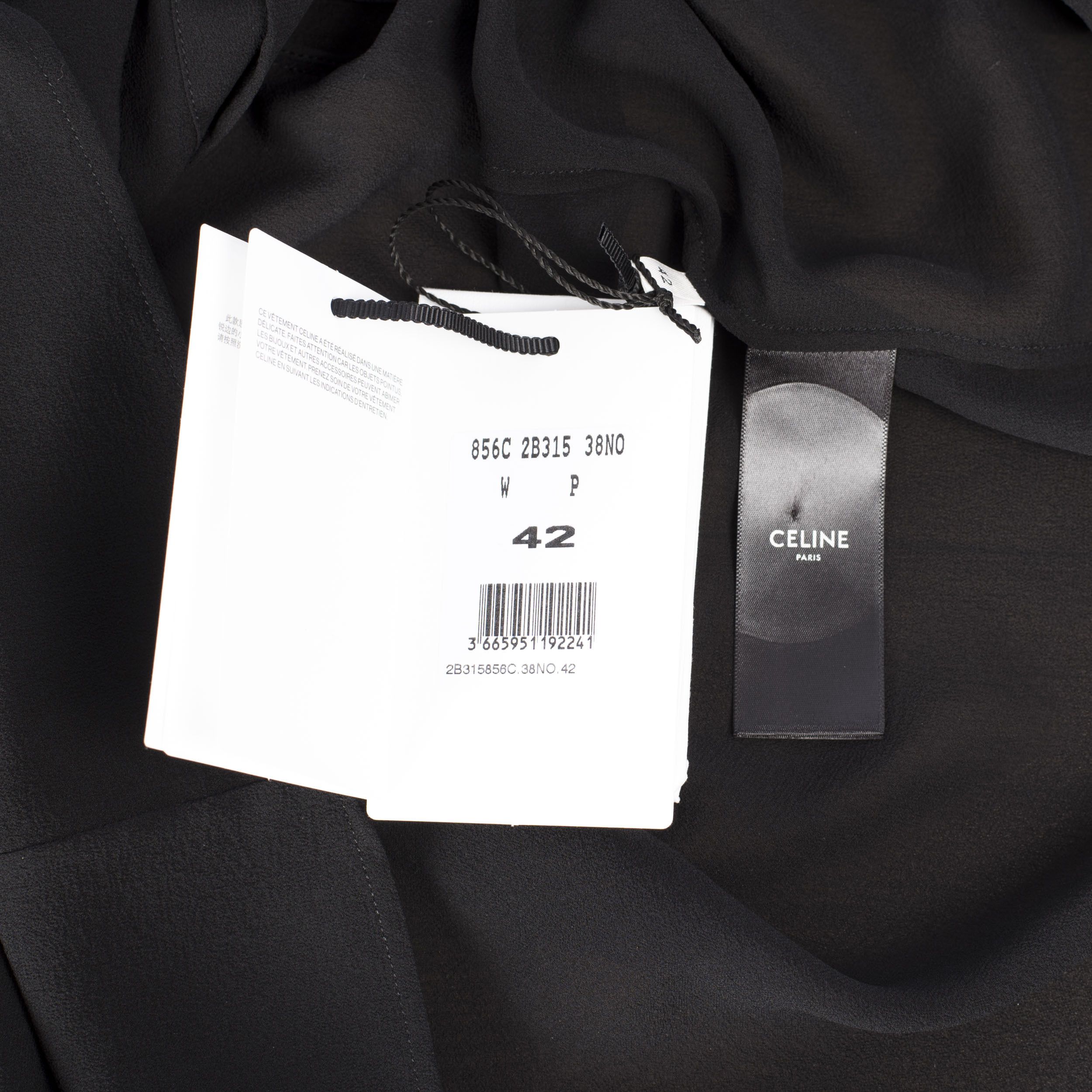 Celine Black Frilled Blouse In Silk Crêpe Size M / US 6-8 / IT 42-44 - 13 Thumbnail