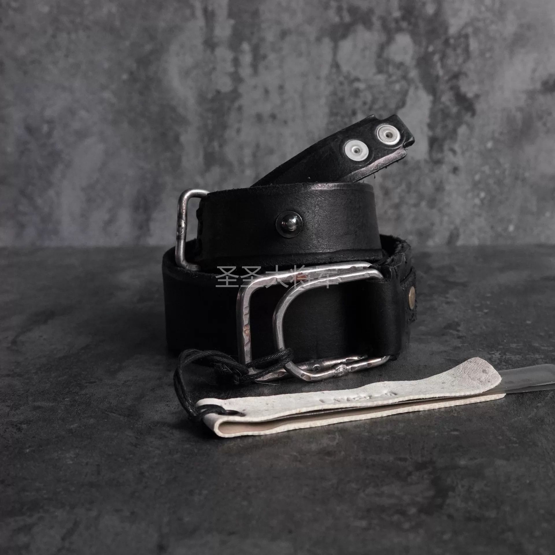 Layer-0 Layer 0 Bk Distressed Cowhide Belt Dbl Svr 3.5cm 4+5 Size ONE SIZE - 3 Thumbnail