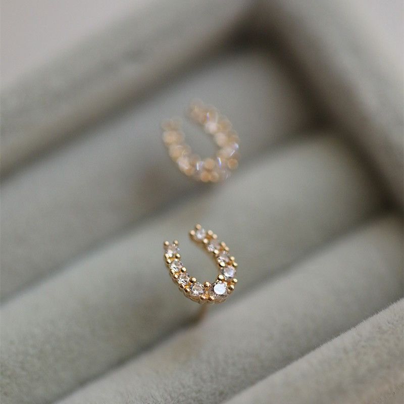 Other CZ Tiny Horseshoe Stud Earrings for Women Daily Simple Style Size ONE SIZE - 3 Thumbnail