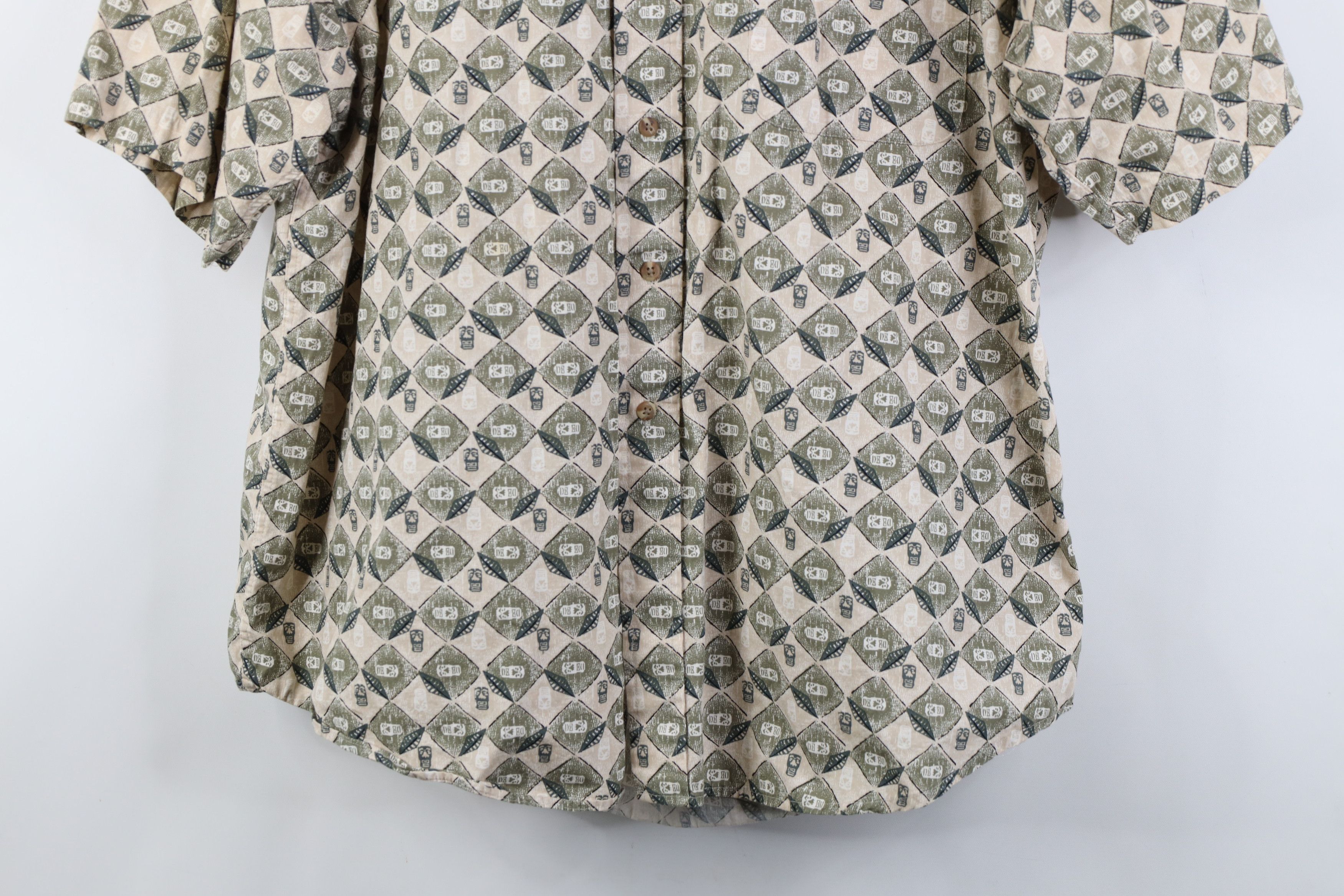 Vintage Vintage 90s Streetwear Geometric Tiki Mask Button Down Shirt Size US XL / EU 56 / 4 - 3 Thumbnail