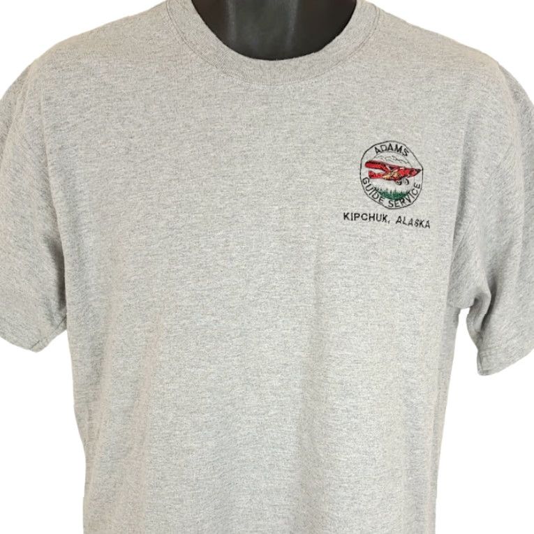 Gildan VINTAGE Kipchuk Alaska T Shirt Mens Size Medium 90s Y2K Guide Service Hunting Fishing Gray Cotton Embroidered Crew Neck Short Sleeve Gildan M Mens Size US M / EU 48-50 / 2 - 2 Thumbnail