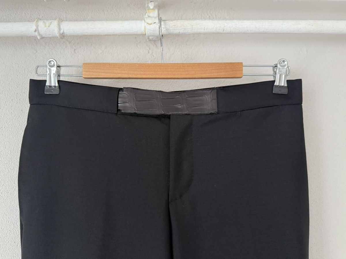 Hermes Black Wool-Mohair Trousers with Crocodile Waist Detail Size US 34 / EU 50 - 3 Thumbnail