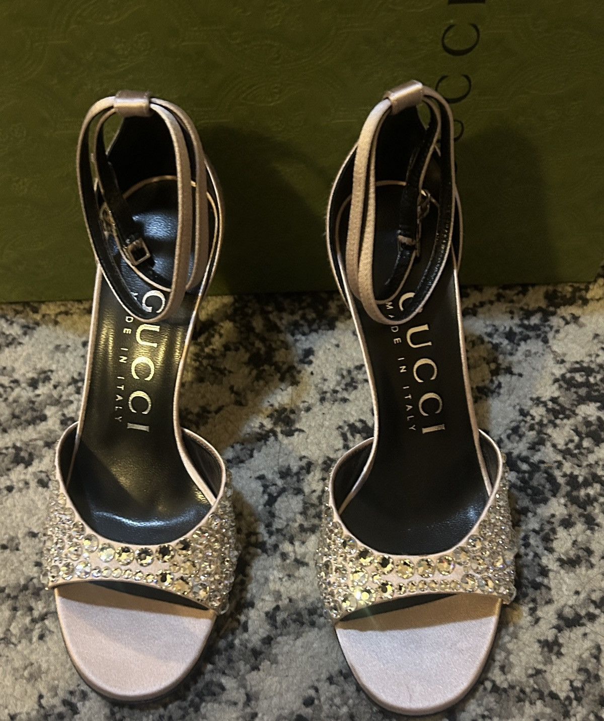 Gucci Gucci GG Crystal Satin Slide Raso Seta Malaga Kid Sandal Size US 5 / IT 35 - 4 Thumbnail