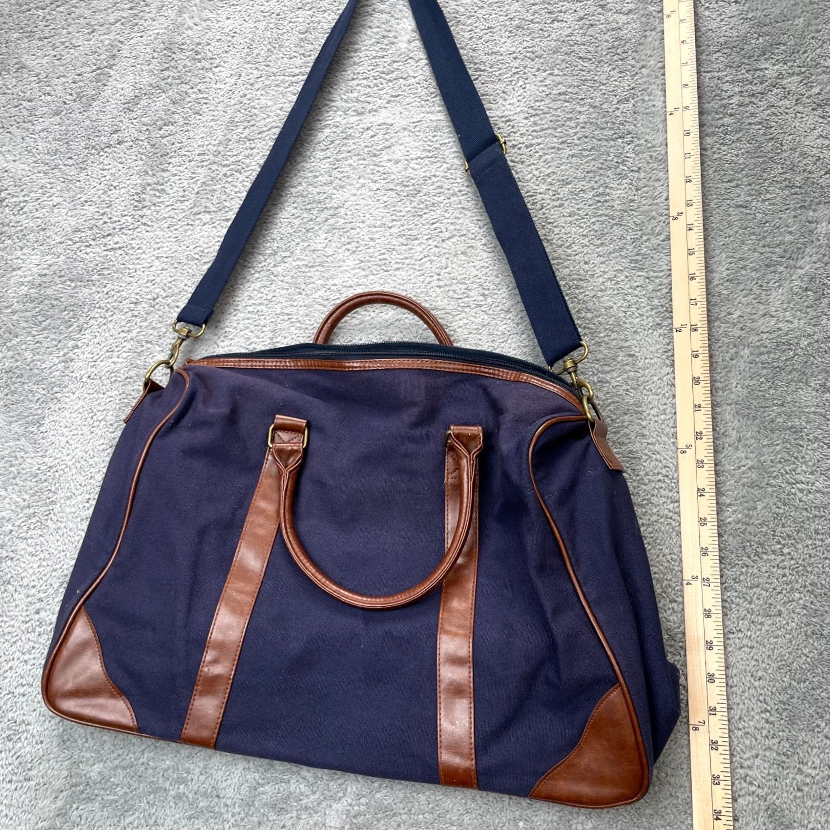 Ralph Lauren VTG Ralph Lauren Polo Bag Large Blue Canvas Duffle Travel Leather Trim Weekender Bag Size US L / EU 52-54 / 3 - 3 Thumbnail
