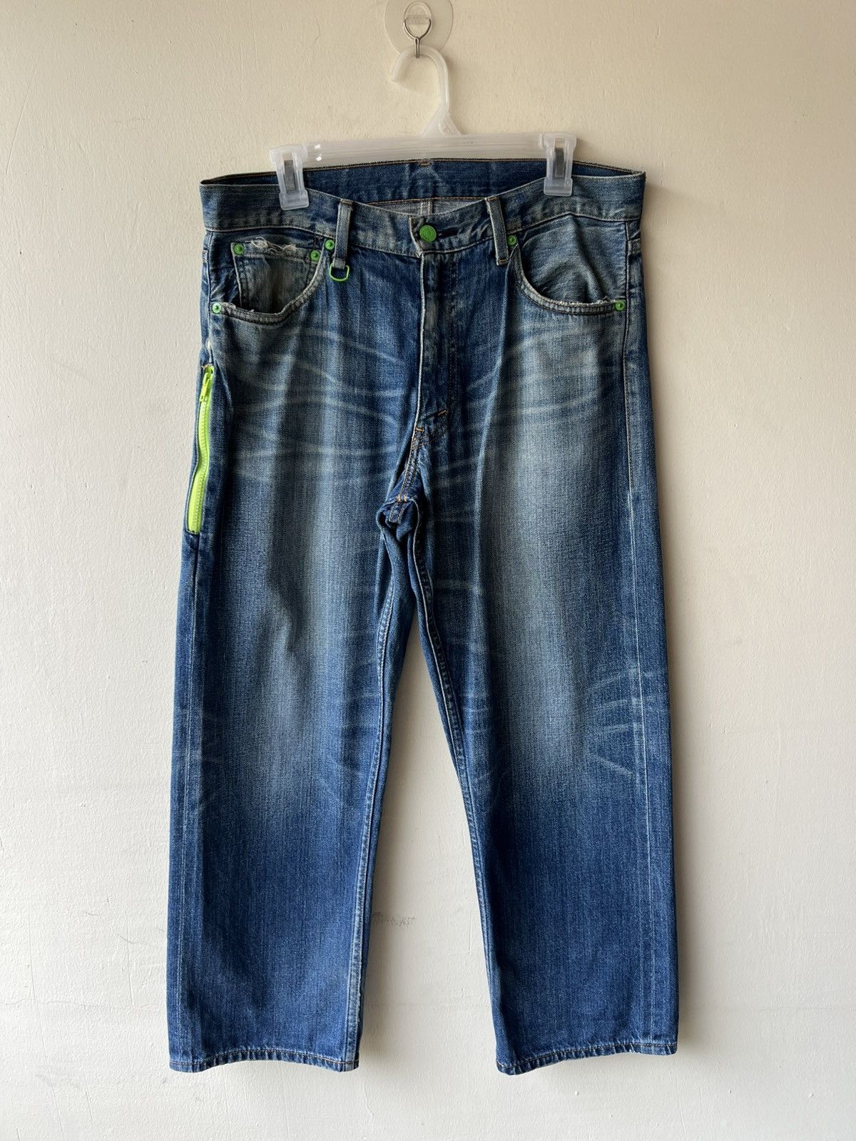 Fragment Design × Levi's 2009 Levi’s X Fragment Distress Selvedge Denim Cropped Jeans Size US 32 / EU 48 - 18 Thumbnail