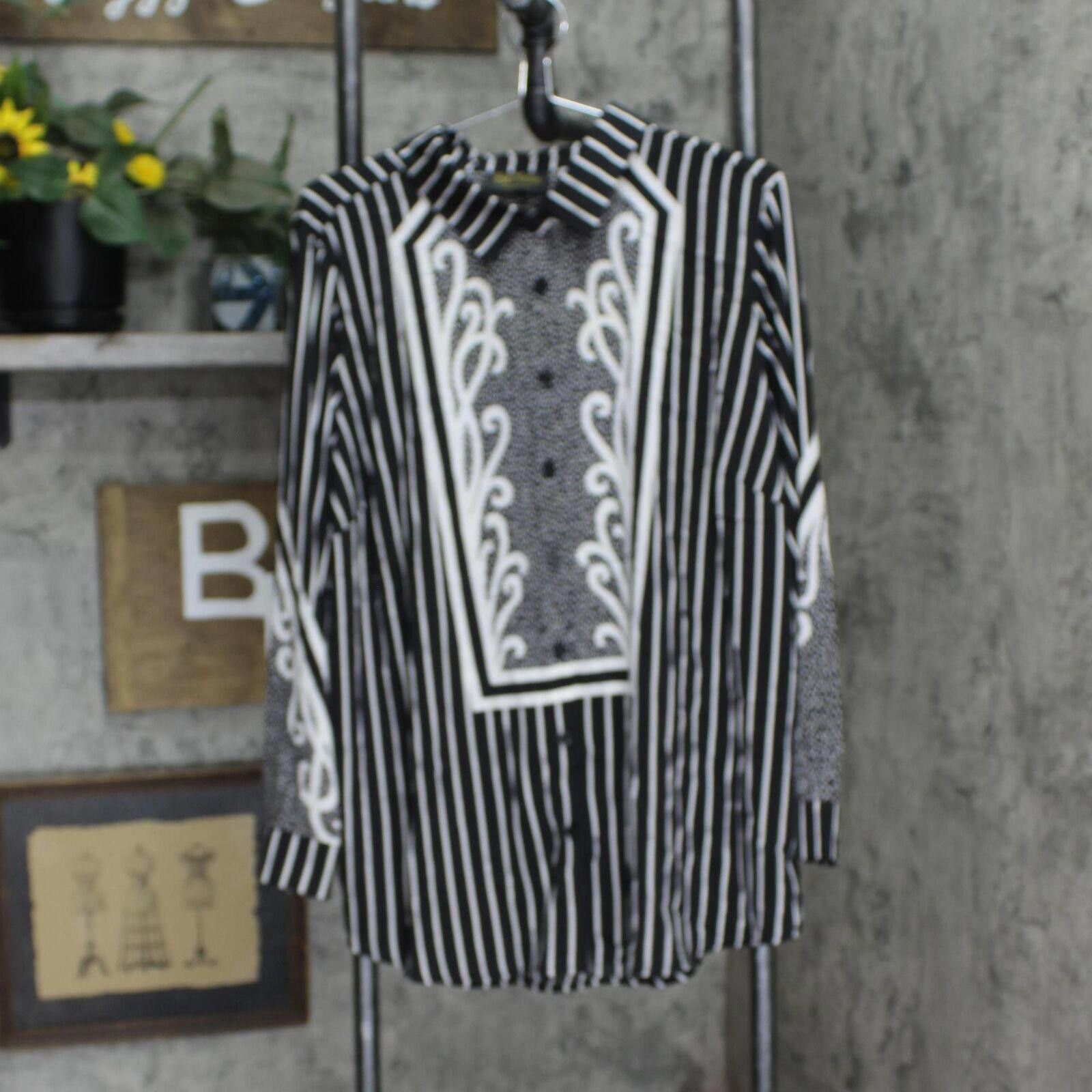 Designer NEW Bob Mackie Print Button Front Blouse A305229 Black 1X Size XL / US 12-14 / IT 48-50 - 1 Thumbnail