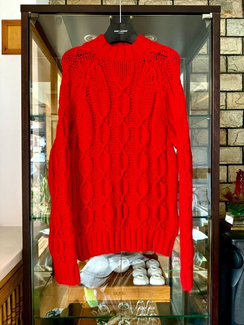 Saint Laurent Paris Saint Laurent Paris 20 FW runway red twist knit turtleneck Size US M / EU 48-50 / 2 - 1 Thumbnail