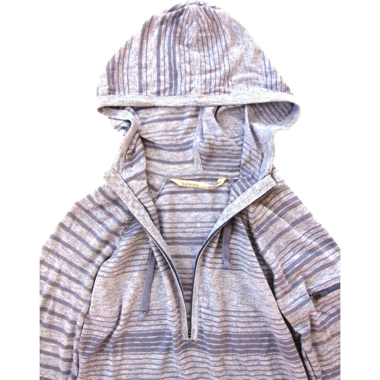 Athleta Athleta Purple Striped Stretch Hoodie Sweatshirt S Size S / US 4 / IT 40 - 5 Thumbnail