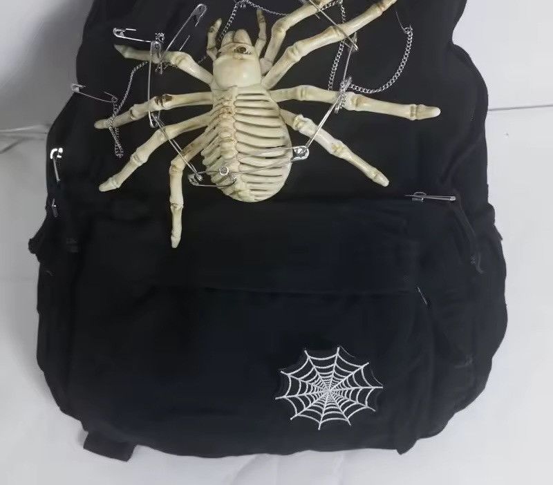 Designer Gothic Punk Spider Capacity Large School Backpack Bag Size ONE SIZE - 3 Thumbnail