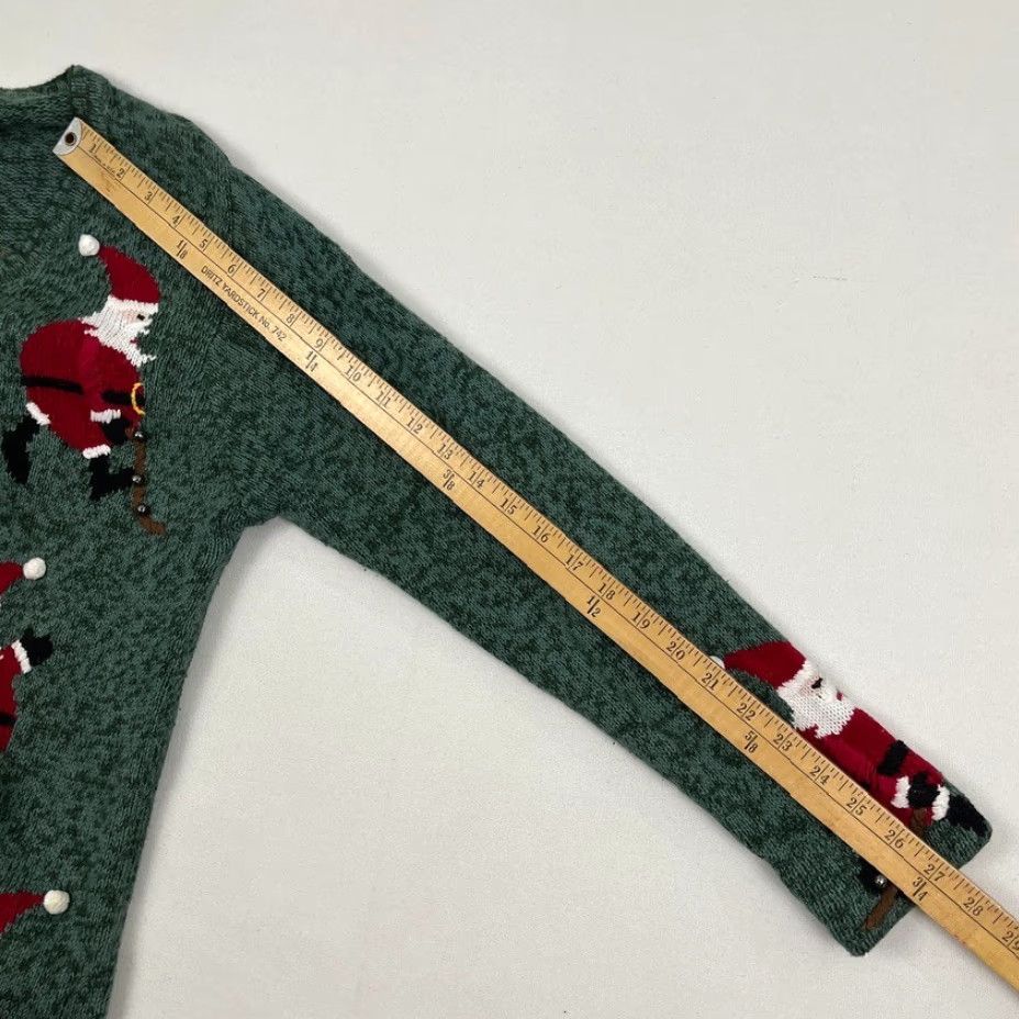 Quacker Factory VINTAGE Quacker Factory Christmas Sweater Cardigan Womens M Green Jingle Bells Santa Woman Cardigan Christmas Theme Mens/Womens Size M / US 6-8 / IT 42-44 - 5 Thumbnail