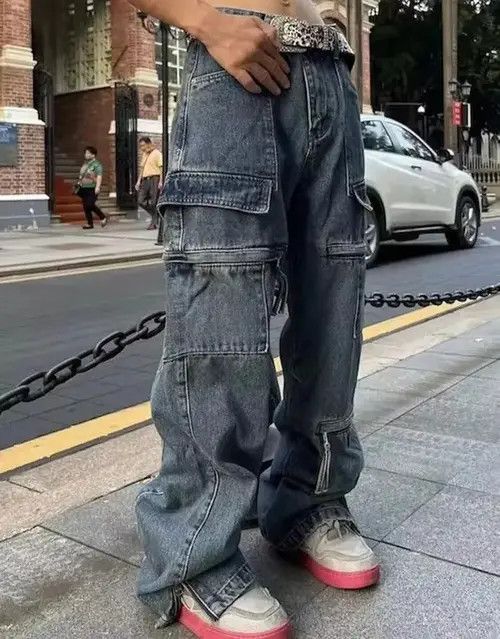 Japanese Brand Y2k Baggy Cargo Pants Denim Baggy Jeans Trousers Size US 30 / EU 46 - 4 Thumbnail