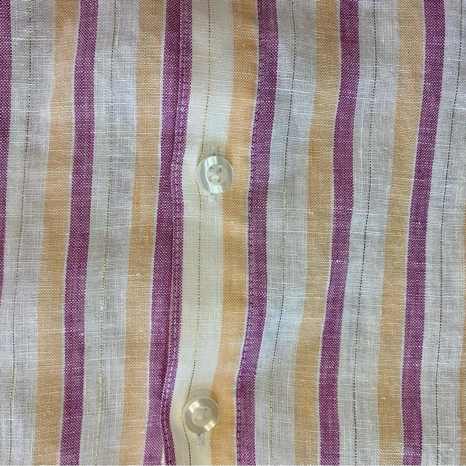 Chicos Chicos Striped Orange Linen Button-up Top Womens XLarge 16 Size XL / US 12-14 / IT 48-50 - 4 Thumbnail