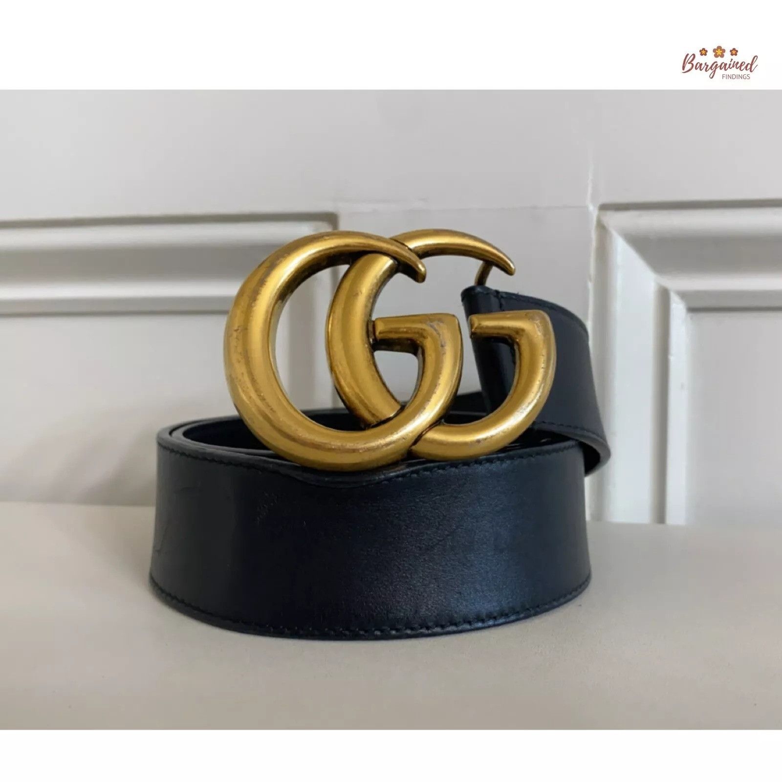 Gucci Gucci Smooth Calfskin Leather Gold Double G Buckle Belt Size ONE SIZE - 1 Thumbnail