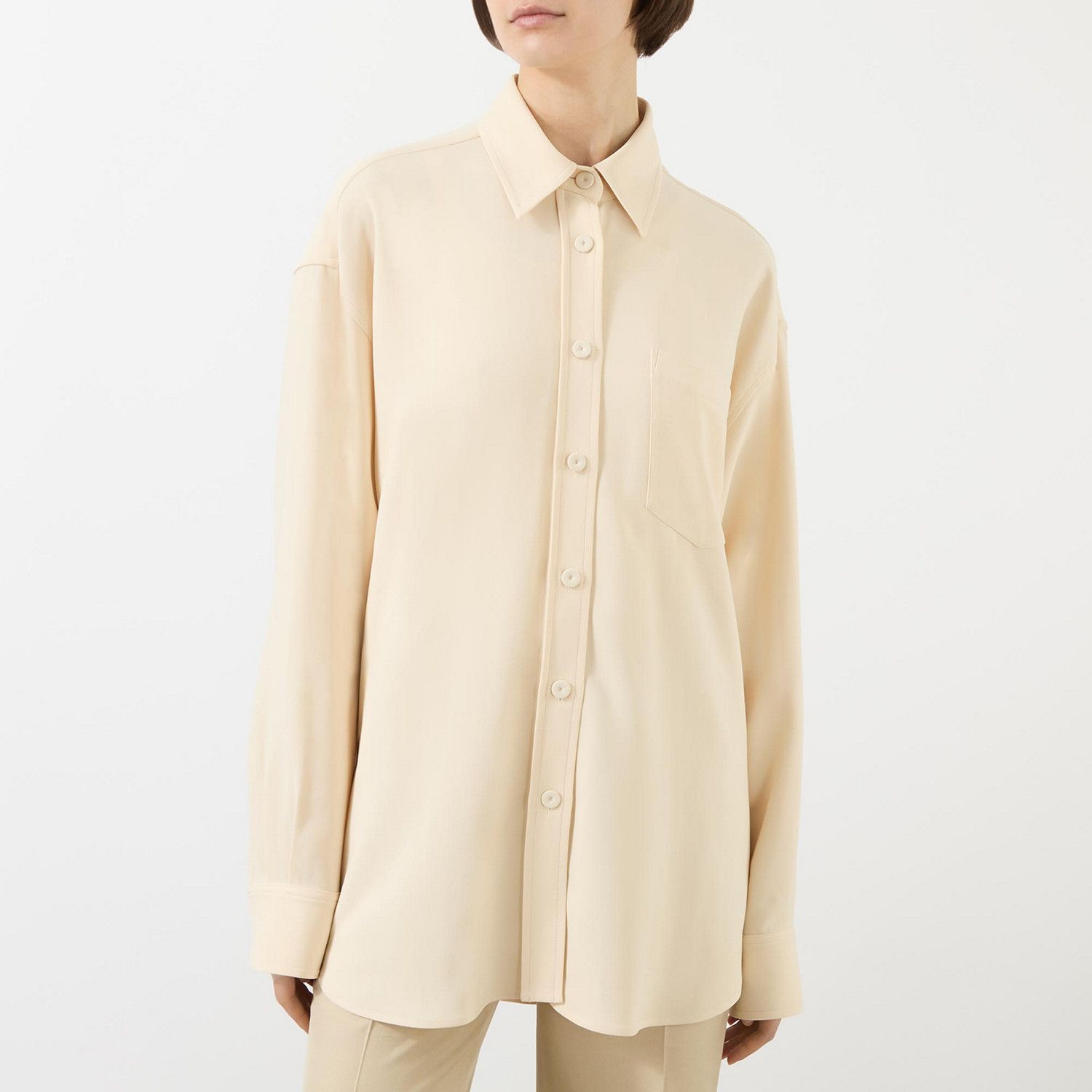 Stella McCartney o1s22i1n1024 Crepe Jersey Oversized Shirt in Neutro Size S / US 4 / IT 40 - 3 Thumbnail