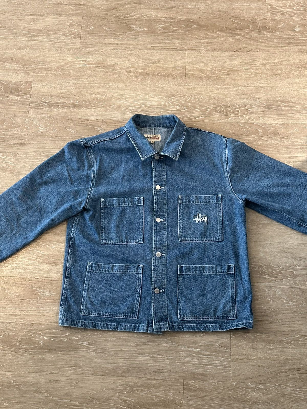 Stussy Denim Chore Jacket Blue | Grailed