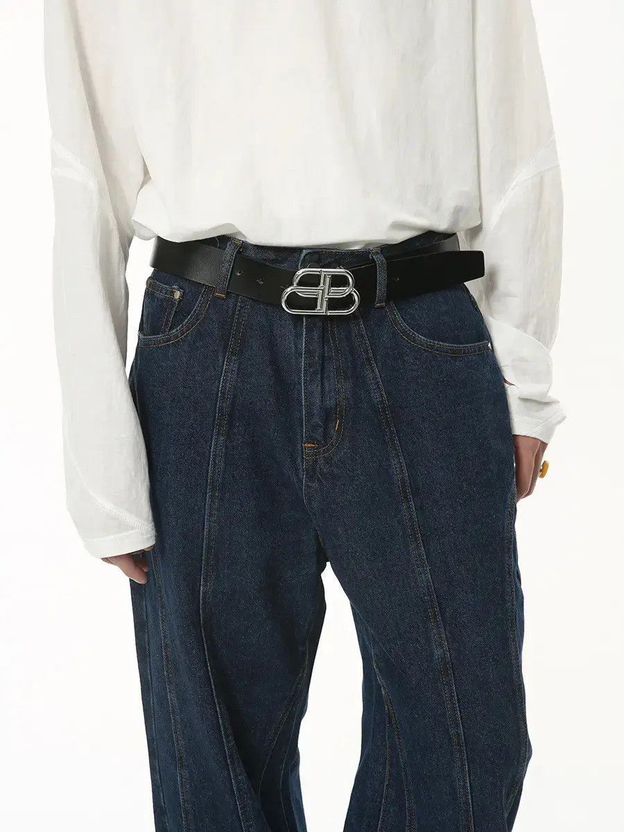 Japanese Brand Retro blue loose straight leg jeans Size US 32 / EU 48 - 3 Thumbnail