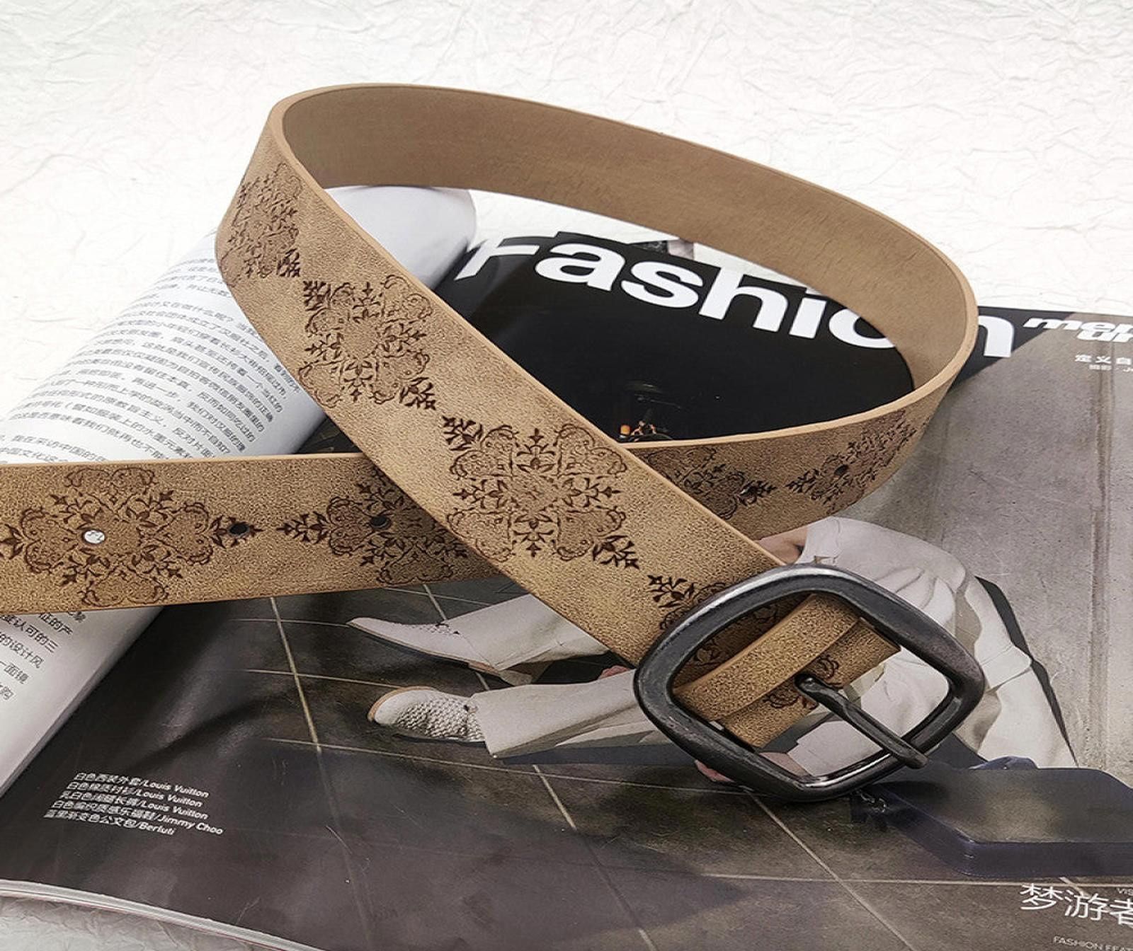 Other Elegant Floral Leather Belt Size ONE SIZE - 5 Thumbnail