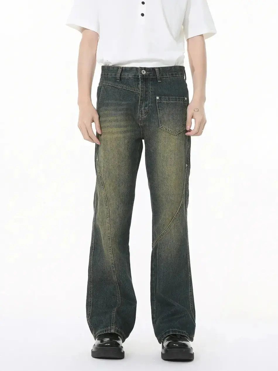 Japanese Brand Retro loose fitting patchwork micro flared jeans Size US 32 / EU 48 - 6 Thumbnail