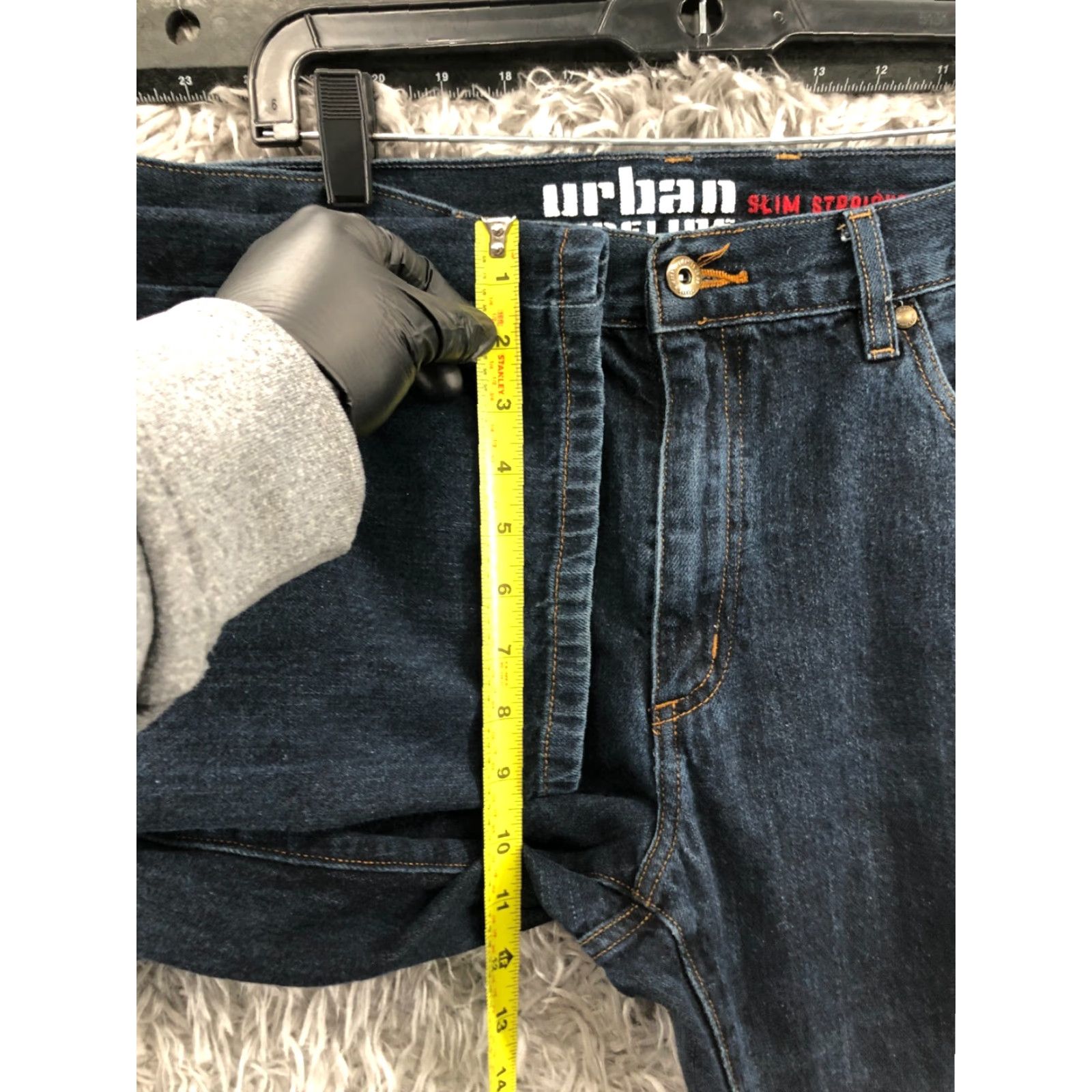 Vintage Urban Pipeline Jeans Slim Straight 38x32 Mens Mid Rise Dark Blue Wash 5-Pocket Denim Cotton Blend Belt Loops Regular Size Size US 38 / EU 54 - 4 Thumbnail