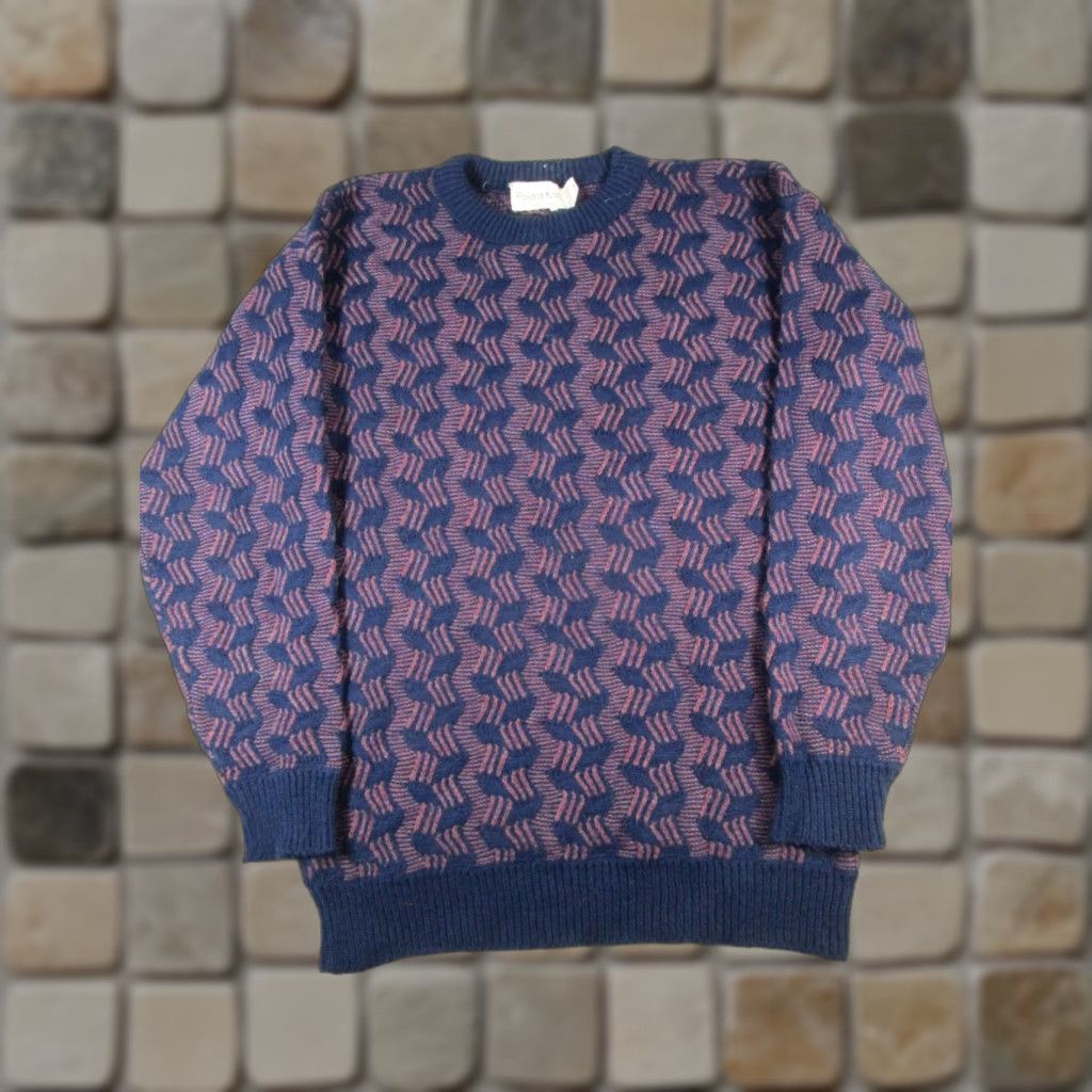 Vintage Polara Knits Sweater Mens Medium Purple Blue Cable Knit Pullover Size US M / EU 48-50 / 2 - 1 Thumbnail
