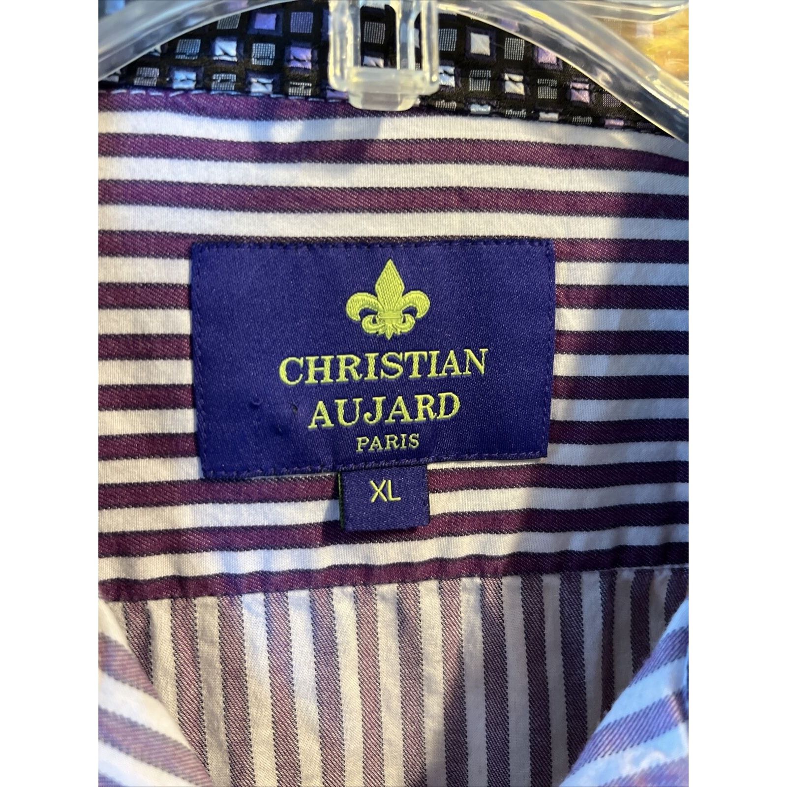 Other Christian Aujard Paris Men's XL Purple Striped Cotton Shirt Size US XL / EU 56 / 4 - 3 Thumbnail