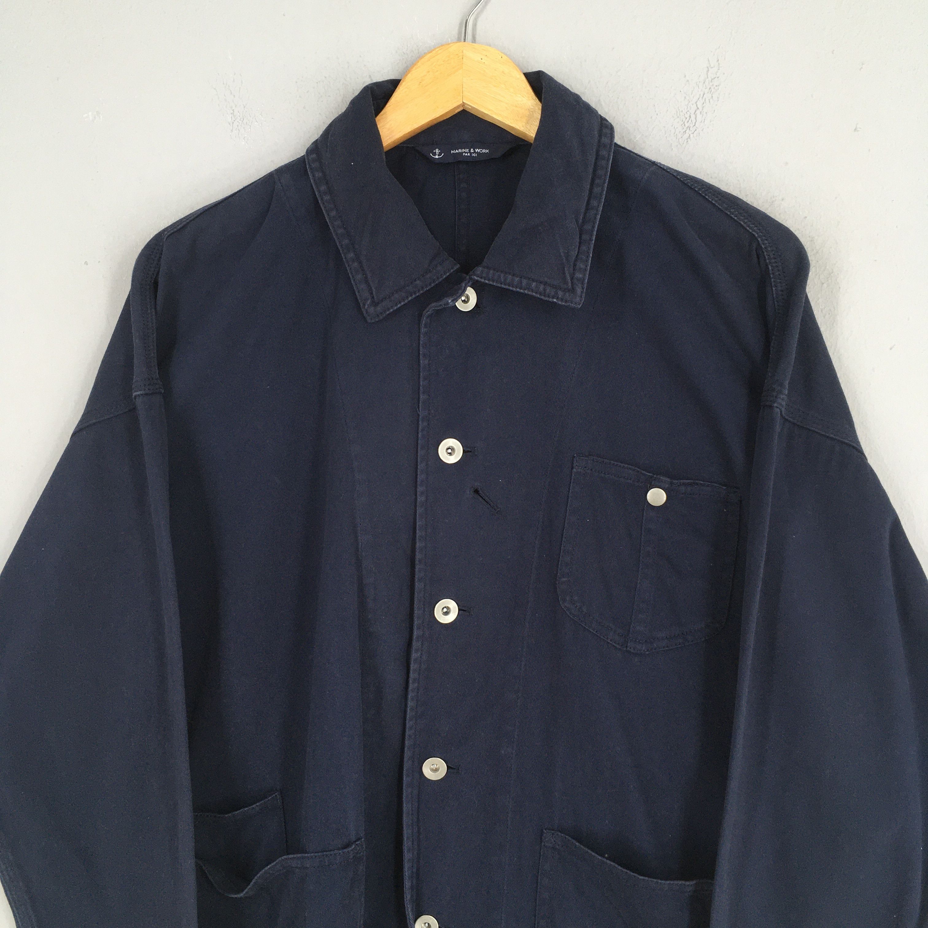 Vintage Vintage 1990s Marine Workers Denim French Work Jacket L Size US L / EU 52-54 / 3 - 2 Thumbnail