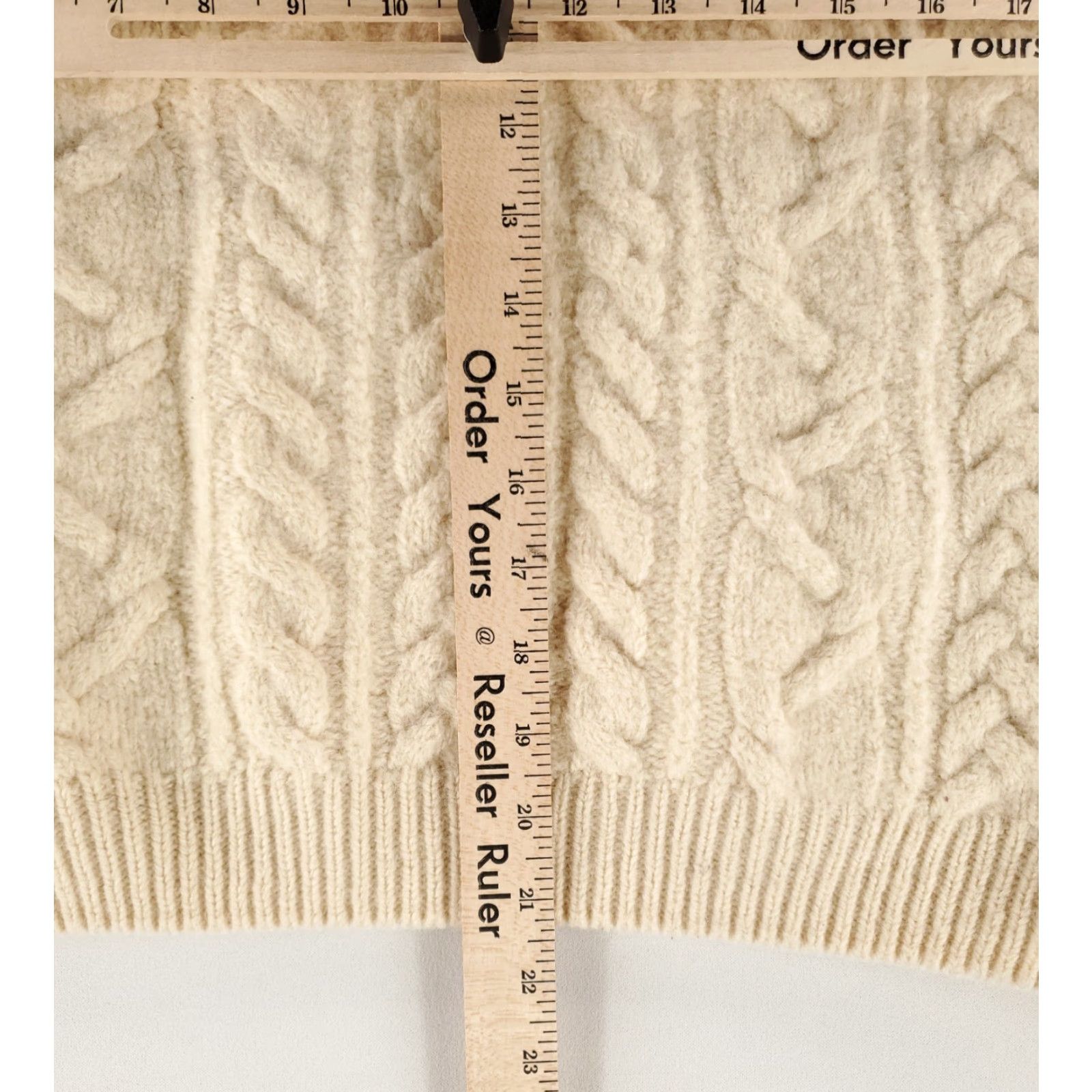 Peregrine Peregrine Mens L Wool Chunky Cable Knit Sweater Cream Ivory Shawl England Pullover Knit Size US L / EU 52-54 / 3 - 5 Thumbnail