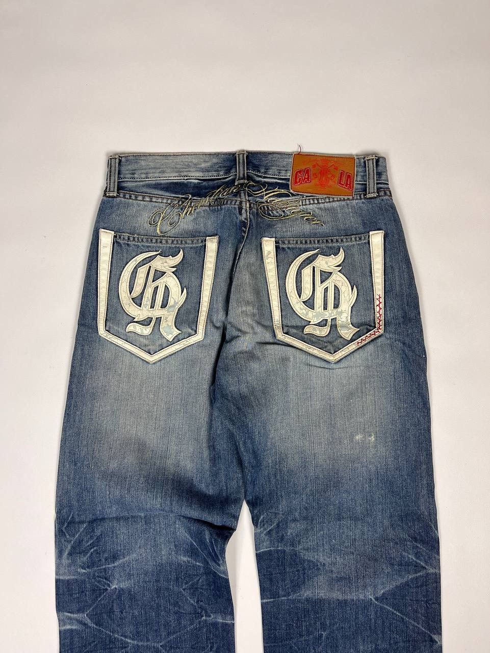 image of Christian Audigier Vintage Jeans Big Logo Pants Y2K in Blue, Men's (Size 32)