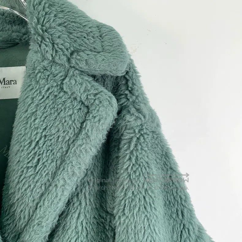 Max Mara Max Mara Green Teddy Alpaca Wool Collar Double Breasted Lo Size XS / US 0-2 / IT 36-38 - 3 Thumbnail