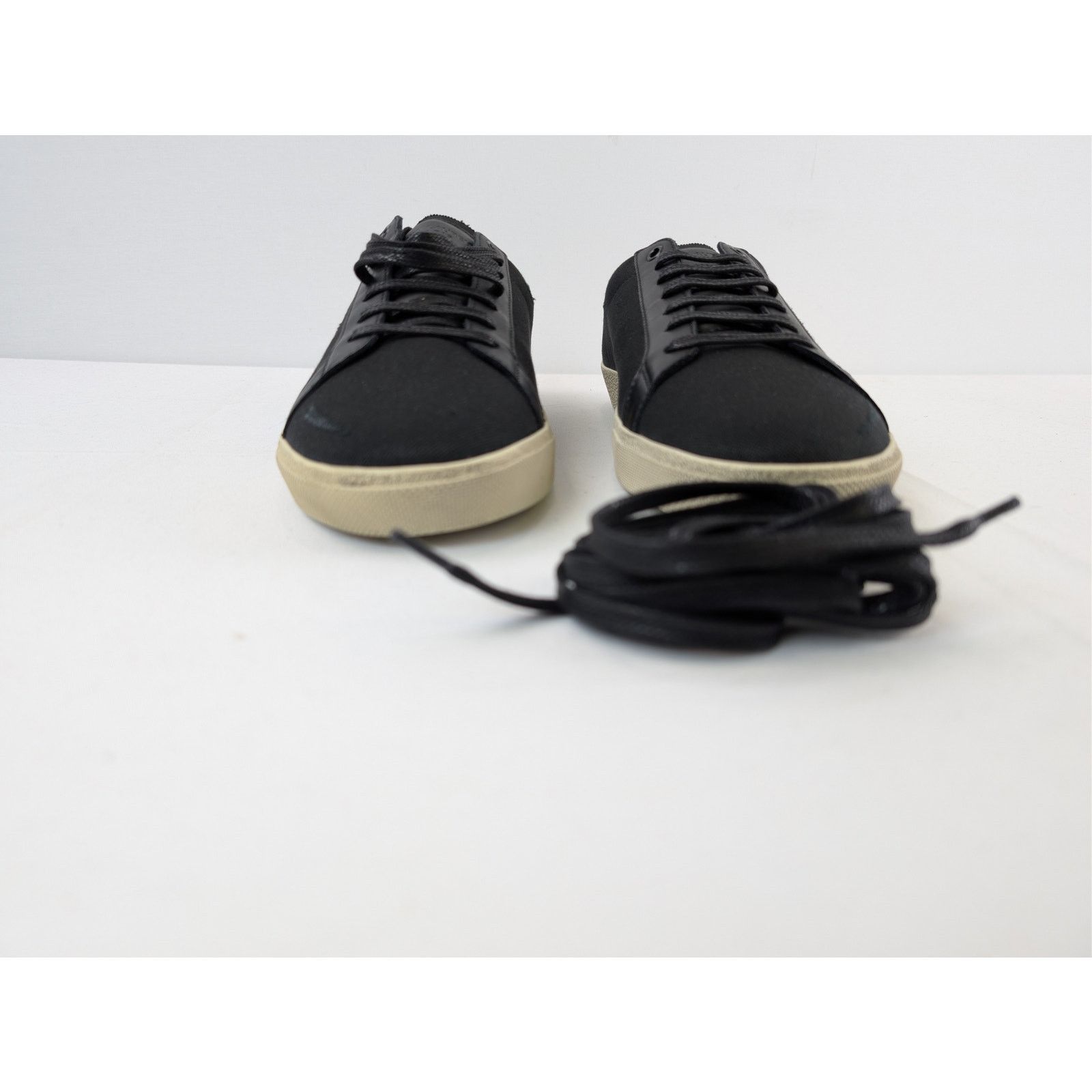 Saint Laurent Paris o1rshd1 SL06 Signa Low Top Sneakers in Black Size US 12 / EU 45 - 9 Thumbnail