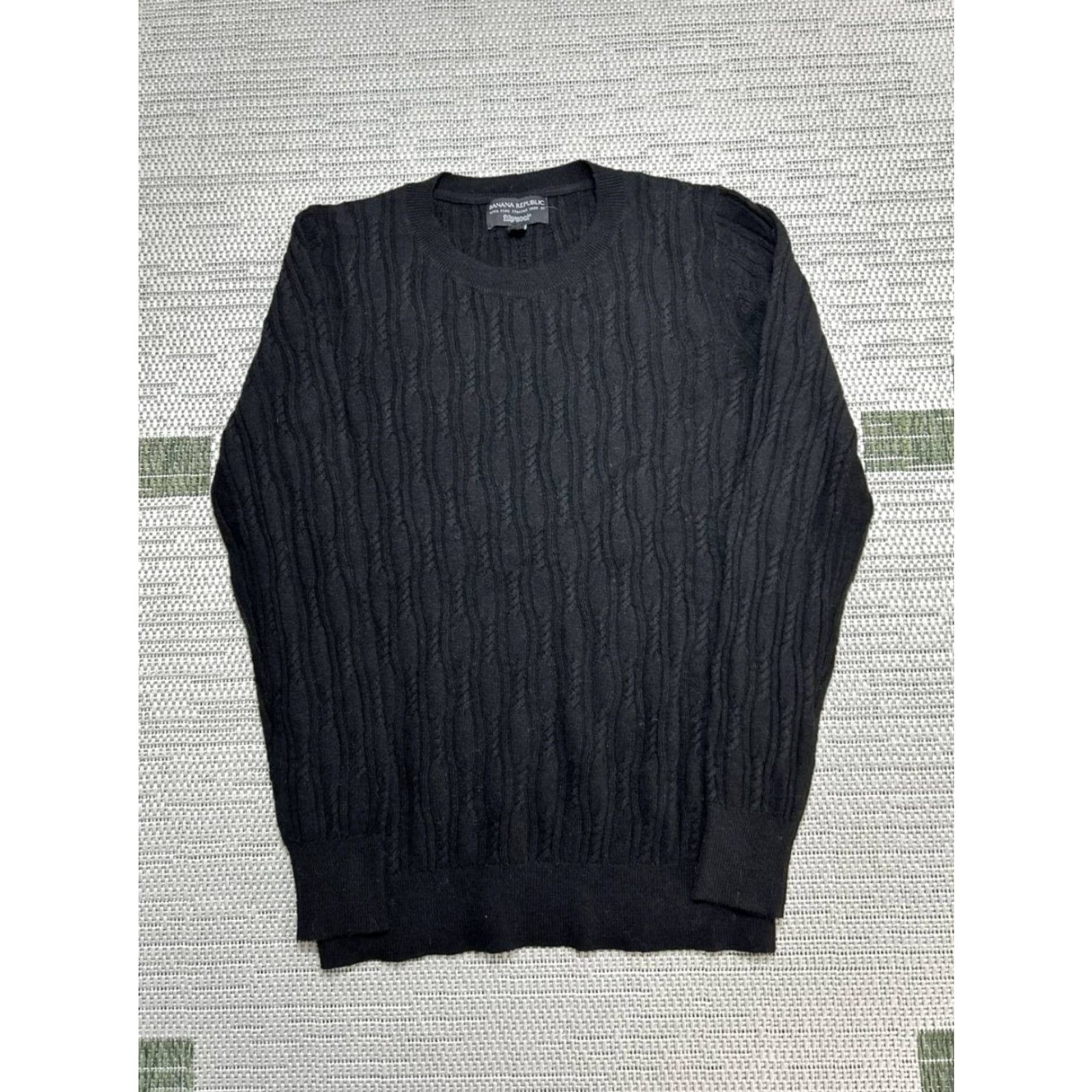 Banana Republic Banana Republic Sweater Womens Medium Black Merino Wool Cable Knit Pullover Warm Fall Winter Casual Size M / US 6-8 / IT 42-44 - 2 Thumbnail