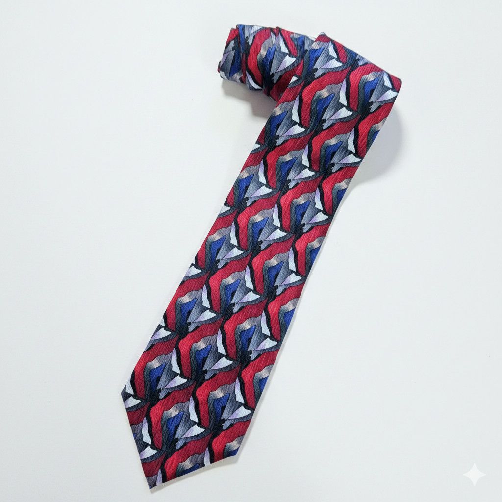 Other J. Garcia 59x3.5" Tie Vintage 100% Silk Red Grey Abstract Size ONE SIZE - 5 Thumbnail