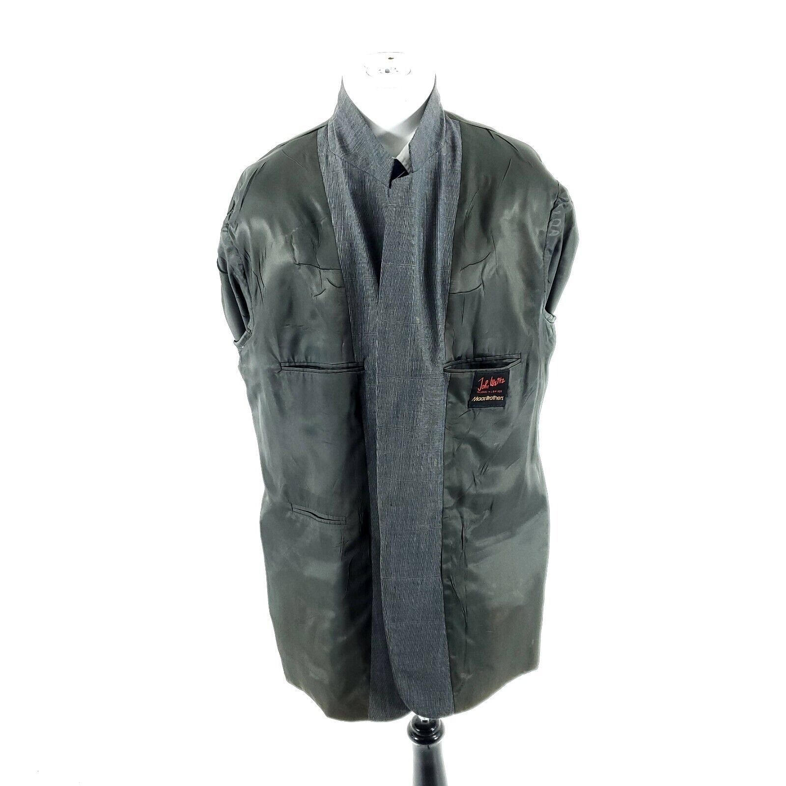John Weitz John Weitz Wool 2 Button 2 Piece Suit 42L Gray Birdseye 41/3 Size 42L - 9 Thumbnail