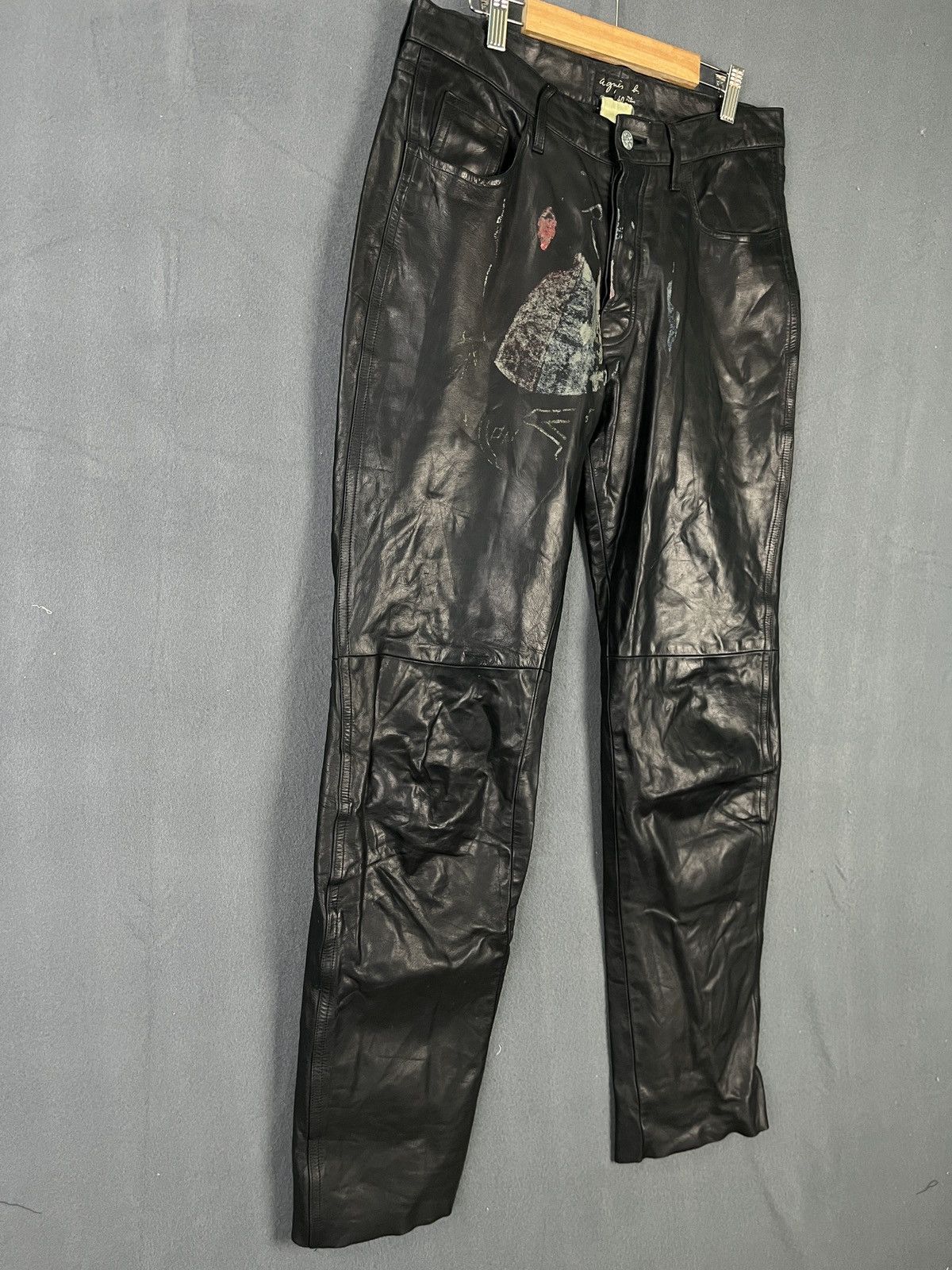 Genuine Leather × Hedi Slimane × agnes b. Agnes B. 90s Leather Pants Made in France Size US 31 - 5 Thumbnail