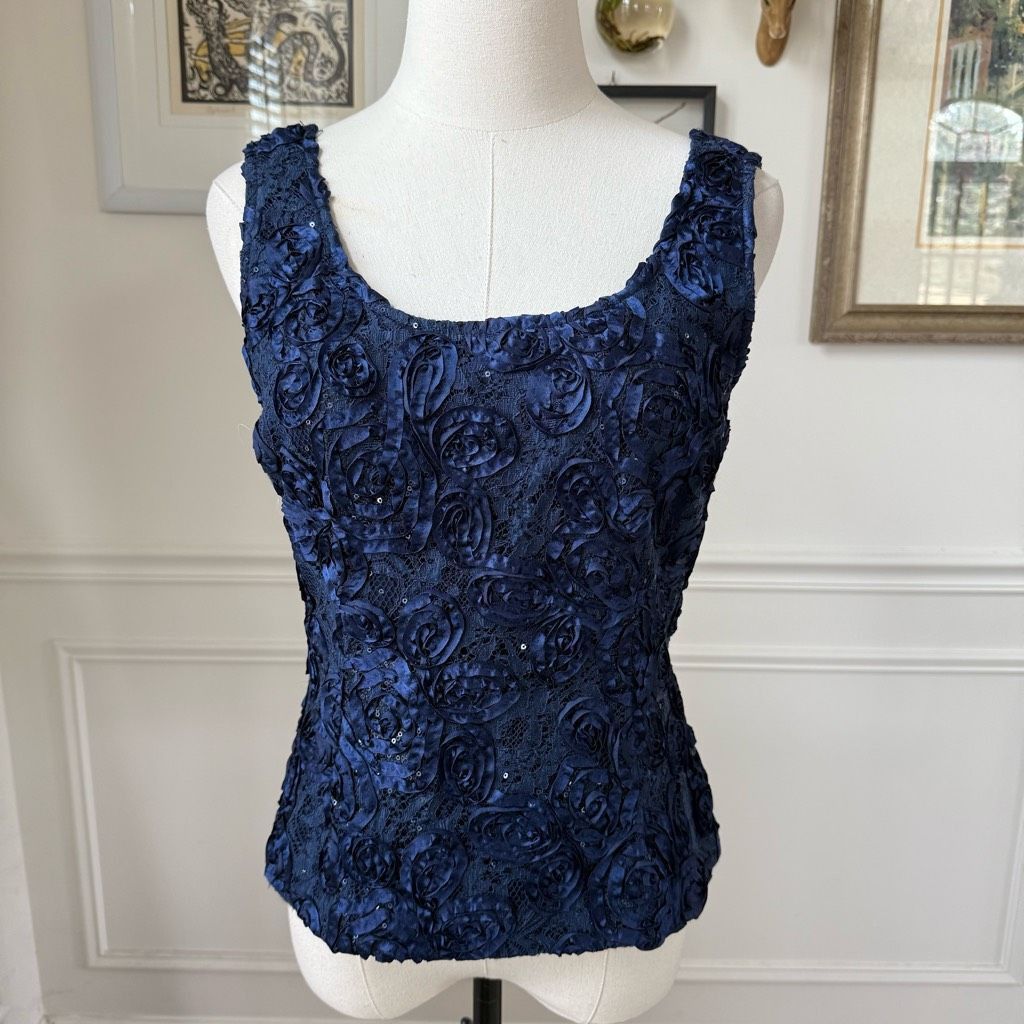 Other Cachet Dark Blue 2pc Formal Jacket Tank Soutache Sequin Rhin Size M / US 6-8 / IT 42-44 - 10 Thumbnail