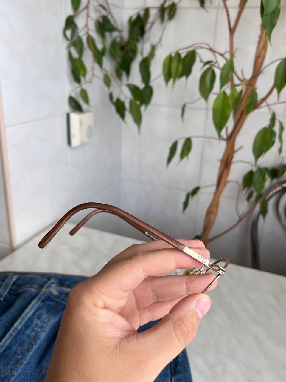 Dior × Vintage Christian Dior '90s Brown Oval Hook Frame Eyeglasses Eyewear Size ONE SIZE - 4 Thumbnail