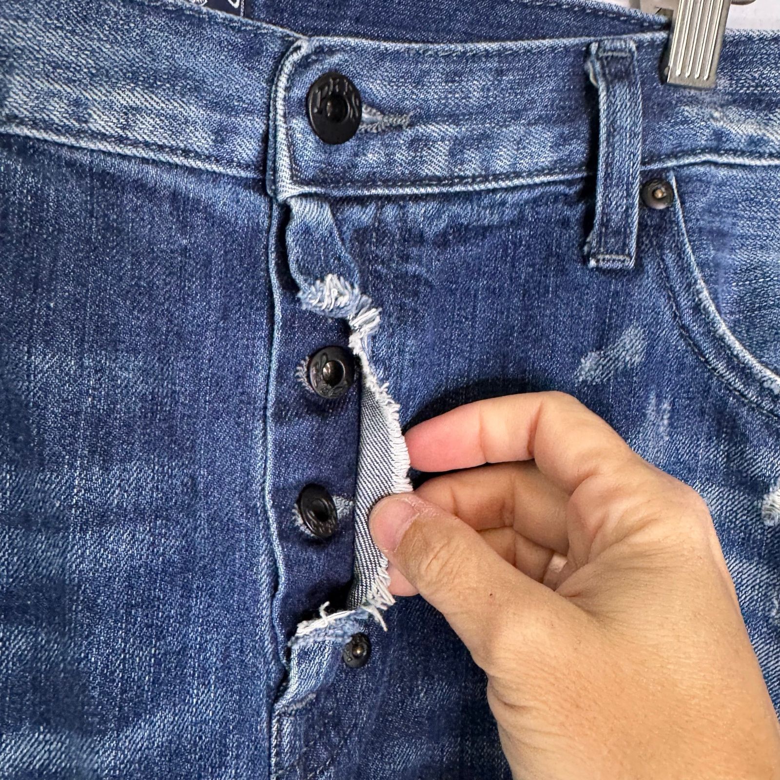 Prps PRPS Goods & Co Distressed Button Fly Jeans Mens 38 Straight Size US 38 / EU 54 - 4 Thumbnail